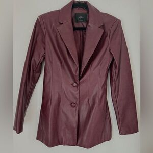 7 For all Mankind Burgundy “Faux” Leather Blazer